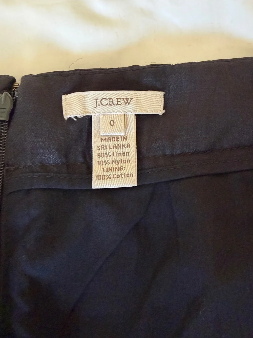J Crew Linen Charter Skirt in Black. Size 0